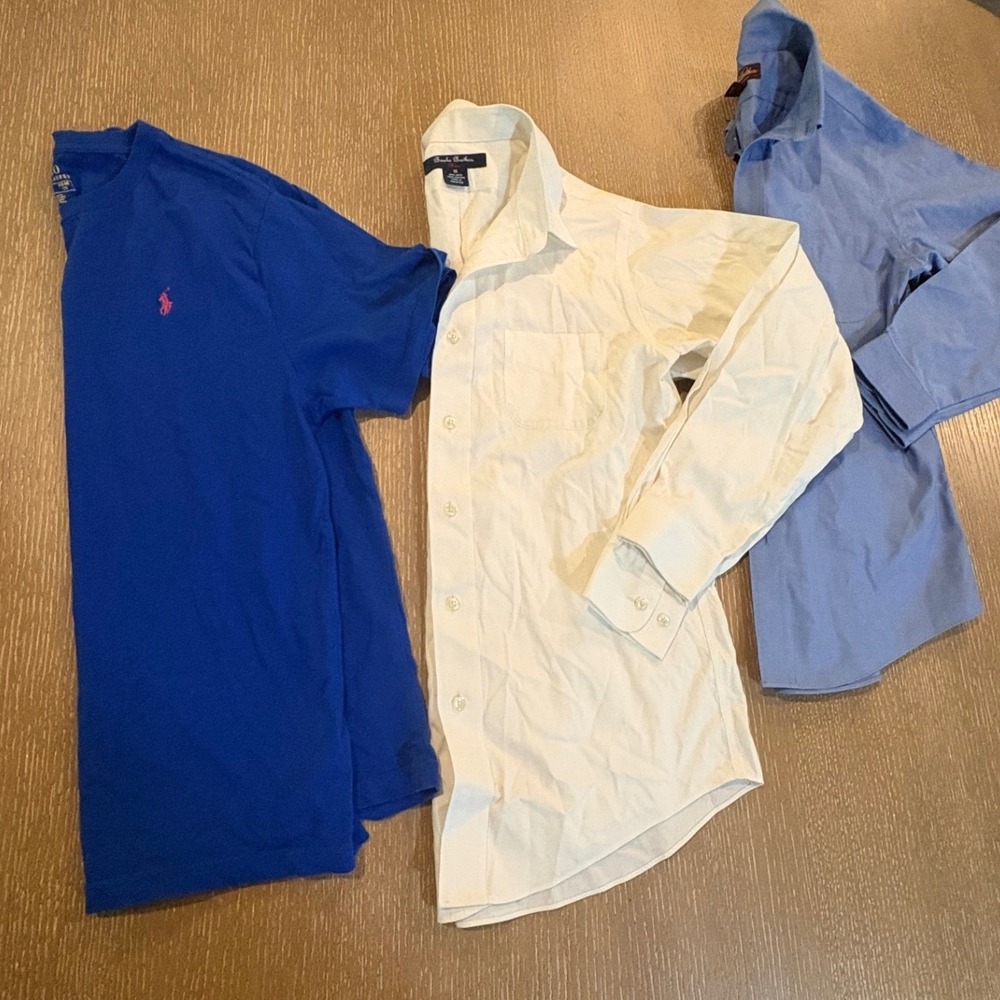 Boys Polo Ralph Lauren + Brooks Brothers Dress Shirt Lot Size XL 18-20 EUC